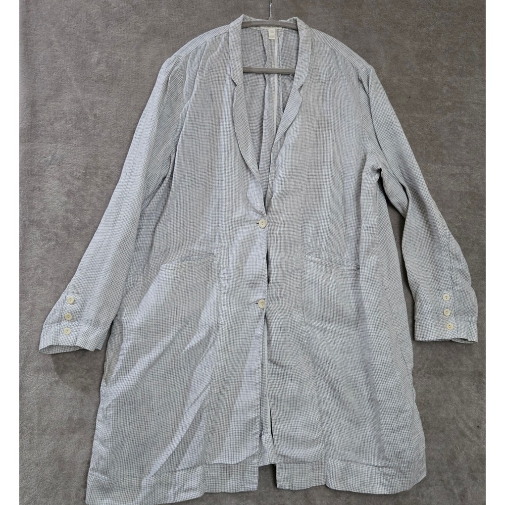 Eileen Fisher Linen Duster Coat XL Cardigan Lagenlook Capsule Neutral Coastal